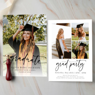 Trendy Modern Casual Photo Graduation Invitation