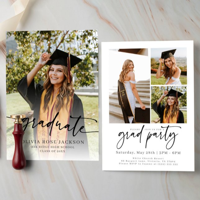 Trendy Modern Casual Photo Graduation Invitation (Creator Uploaded)