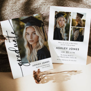 Trendy Modern Casual Photo Graduation Invitation