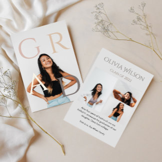 Trendy Modern Casual Photo Graduation Invitation