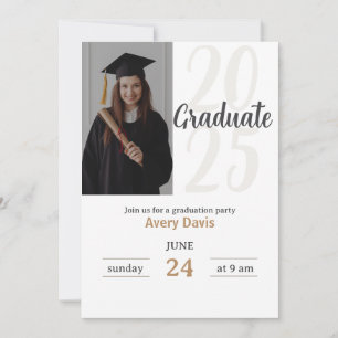 Trendy Modern Casual Photo Graduation Invitation