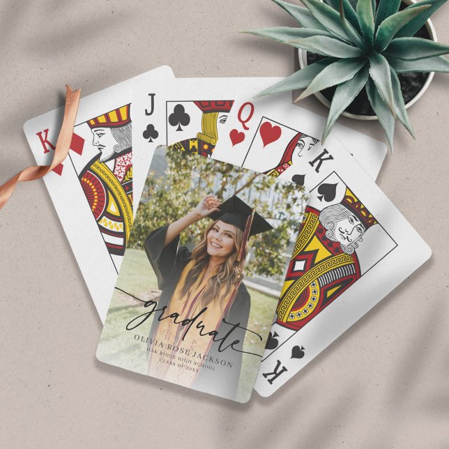 Trendy Modern Casual Photo Graduation Playing Cards (Creator Uploaded)