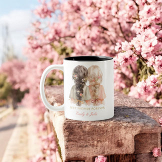 Trendy Modern Chic Best Friends BFF Custom Photo Two-Tone Coffee Mug