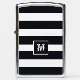 Trendy Modern Chic Monogram Initial Black White