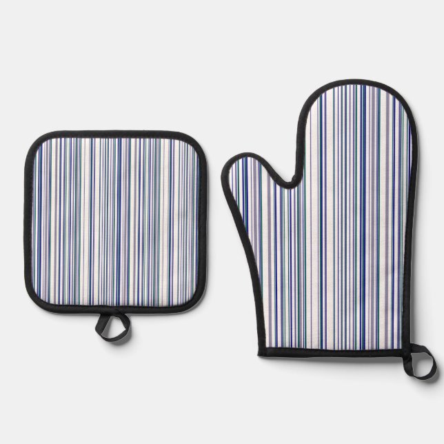 Trendy Modern Chic Stripes  Oven Mitt & Pot Holder Set (Front)