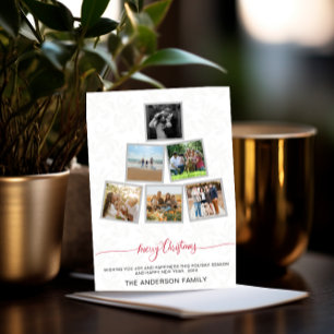 Trendy Modern Christmas Collage Photo Holidays Invitation