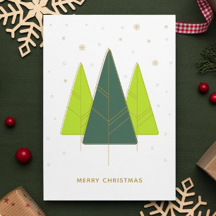 Trendy Modern Christmas Tree Green Holiday Card