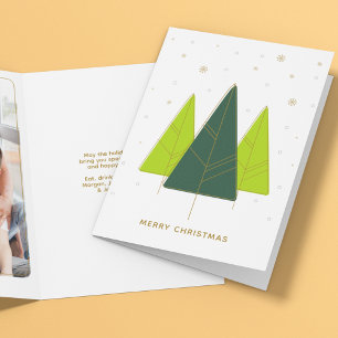 Trendy Modern Christmas Tree Green Photo Holiday Card