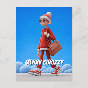 Trendy Modern Christmas Walker Holiday Postcard
