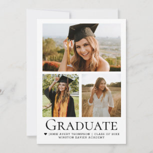 Trendy Modern Classic Graduation Photos  Invitation