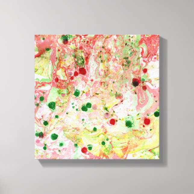 Trendy Modern Colourful Abstract Art Pink Red Canvas Print (Front)
