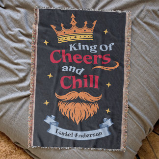 Trendy Modern Colourful Funny King Quote Typograph Throw Blanket