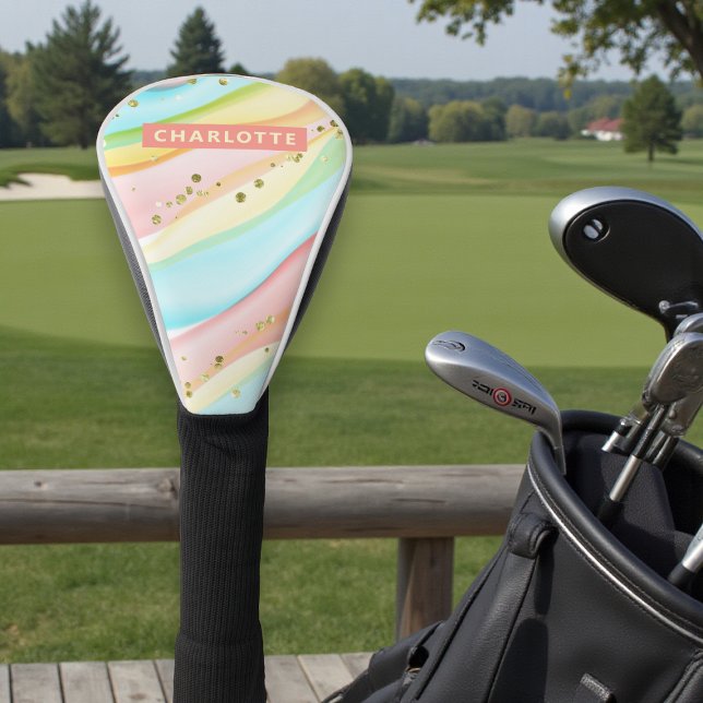 Trendy Modern Colourful Girly Personalised Name Golf Head Cover (Creator Uploaded)