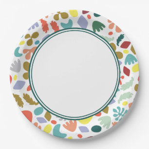 Trendy Modern Colourful Organic Patterned Green Lr Paper Plate