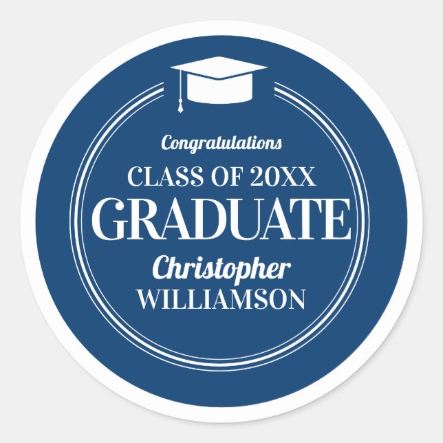 Trendy Modern Congratulations Graduate Classic Round Sticker (Front)
