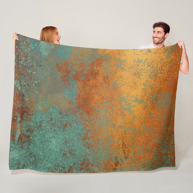 Trendy Modern Copper Patina Metallic Fleece Blanket (In Situ)