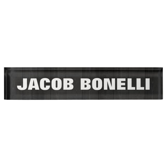 Trendy Modern Creative Bold Text Minimalist Grey Nameplate (Front)