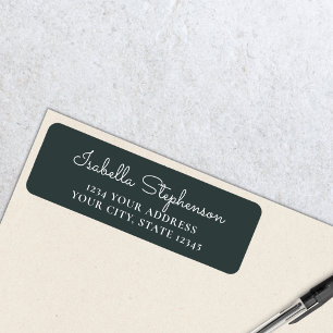 Trendy Modern Dark Green Script Return Address