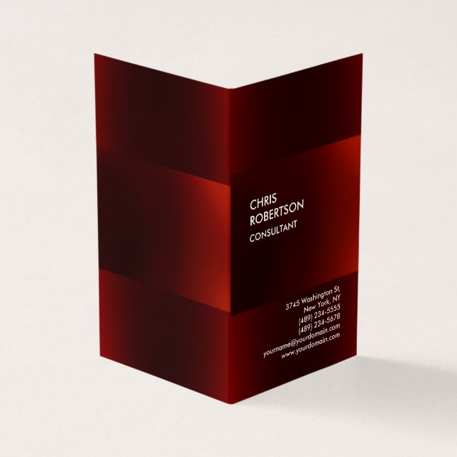 Trendy Modern Dark Red Business Card (Outside)