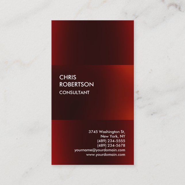 Trendy Modern Dark Red Business Card (Front)