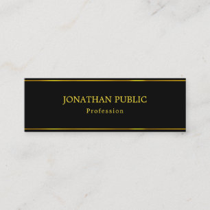 Trendy Modern Design Elegant Black Gold Template Mini Business Card