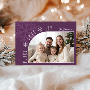 Trendy Modern Dusty Plum Photo Christmas Holiday Card