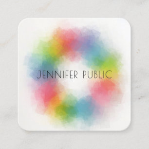 Trendy Modern Elegant Abstract Rainbow Colours Square Business Card