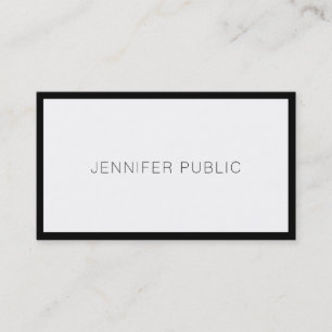 Trendy Modern Elegant Black White Professional Top Business Card