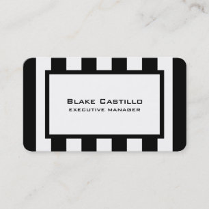 Trendy Modern Elegant Black White Striped Business Card