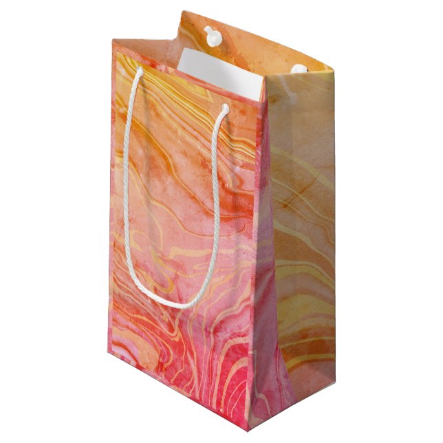 Trendy Modern Elegant Chic Marble Small Gift Bag (Front Angled)