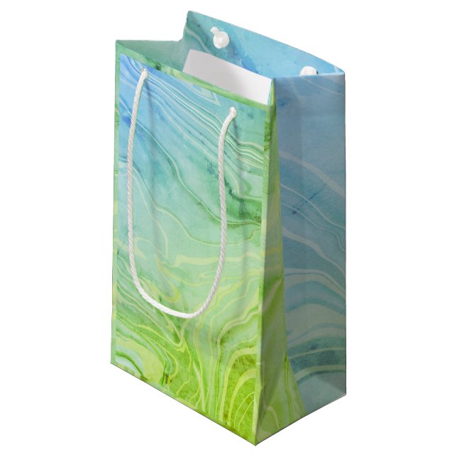 Trendy Modern Elegant Chic Marble Small Gift Bag (Front Angled)