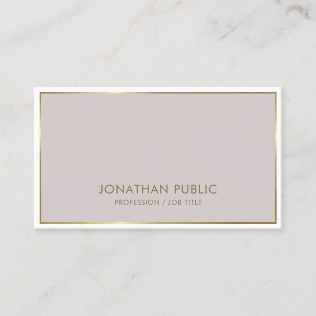 Trendy Modern Elegant Colour Gold Plain Luxury Business Card (Front)