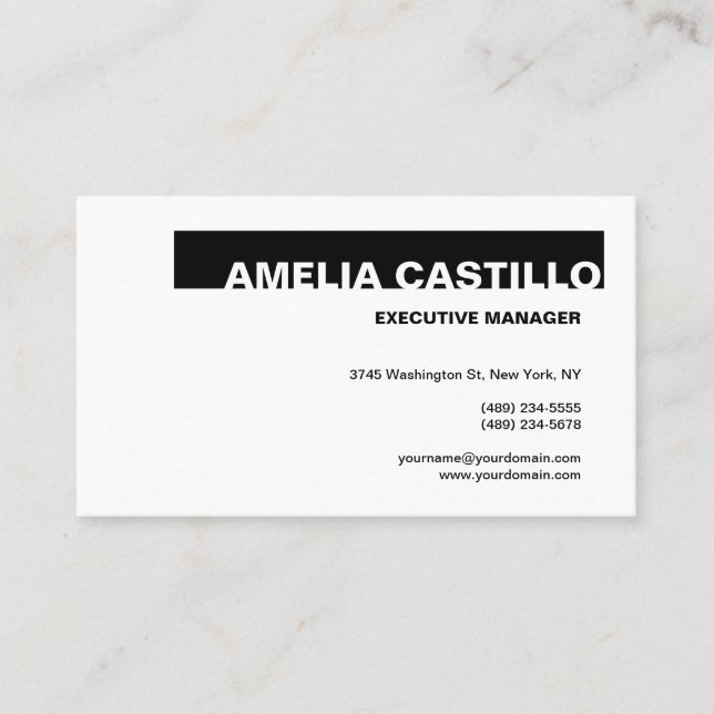 Trendy Modern Elegant Contemporary Plain White Business Card (Front)