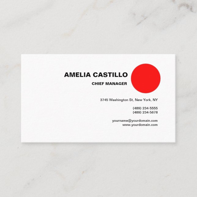 Trendy Modern Elegant Contemporary Red White Business Card (Front)