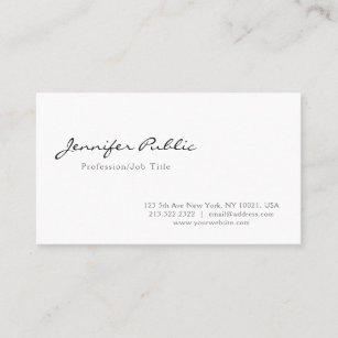 Trendy Modern Elegant Design White Simple Plain Business Card