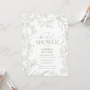 Trendy Modern Elegant Floral Classic Bridal Shower Invitation