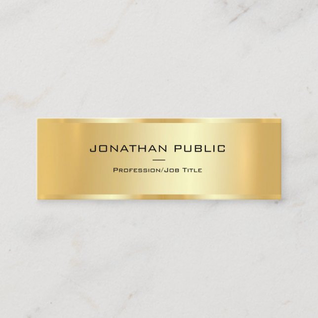 Trendy Modern Elegant Gold Look Create Your Own Mini Business Card (Front)