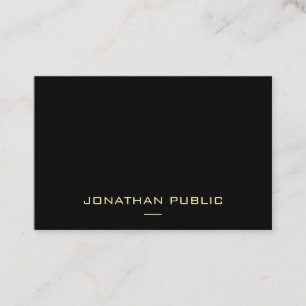 Trendy Modern Elegant Gold Name Black Template Business Card