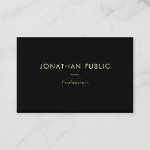 Trendy Modern Elegant Gold Name Black Template Business Card