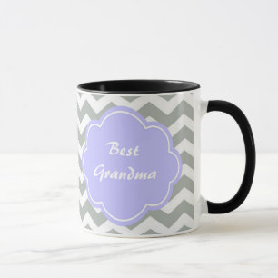 Trendy, modern, elegant grey chevron monogram mug