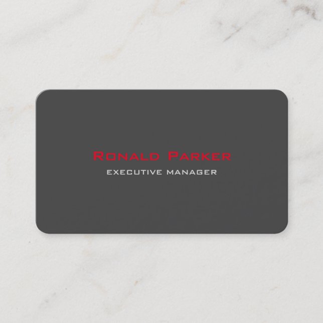 Trendy Modern Elegant Grey Red Manager Business Card (Front)