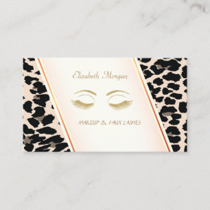 Trendy Modern Elegant,Leopard Print, Lashes Business Card