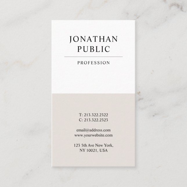 Trendy Modern Elegant Minimalist Luxury Plain Business Card (Front)
