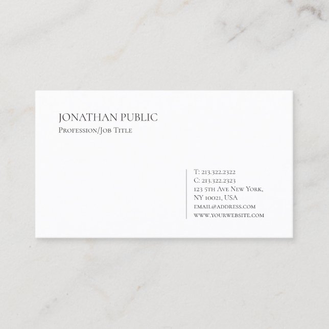 Trendy Modern Elegant Minimalist Simple Template Business Card (Front)