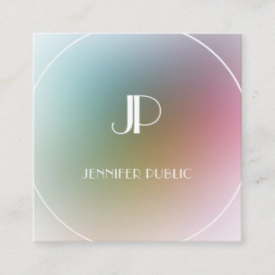 Trendy Modern Elegant Monogram Colourful Template Square Business Card