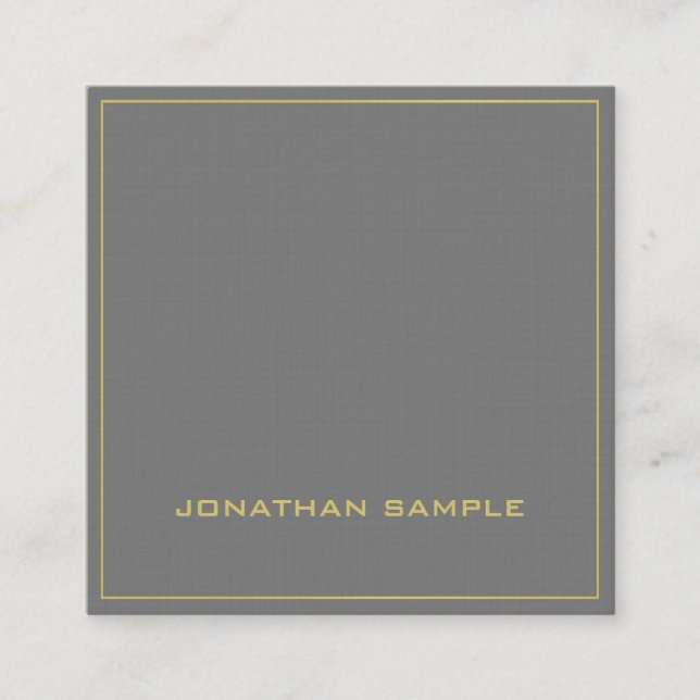 Trendy Modern Elegant Plain Premium Linen Luxe Square Business Card (Front)