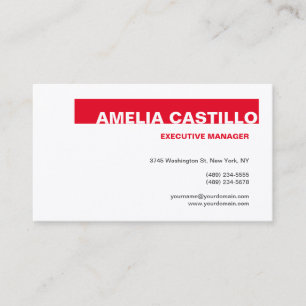 Trendy Modern Elegant Plain Premium Silk Red White Business Card