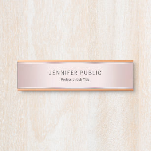 Trendy Modern Elegant Professional Glam Rose Gold Door Sign