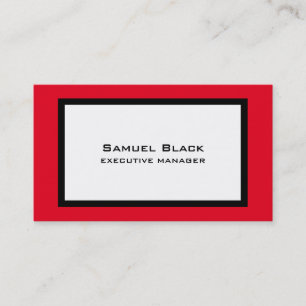 Trendy Modern Elegant Red Black White Business Card