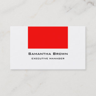 Trendy Modern Elegant Red White Manager Business Card